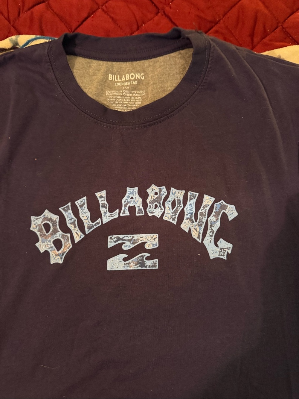 Billabong Navy Lounge Tee with Light Gray Interior Print